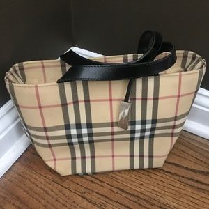 Burberry London Plaid Small PVC/Leather Tote Bag.